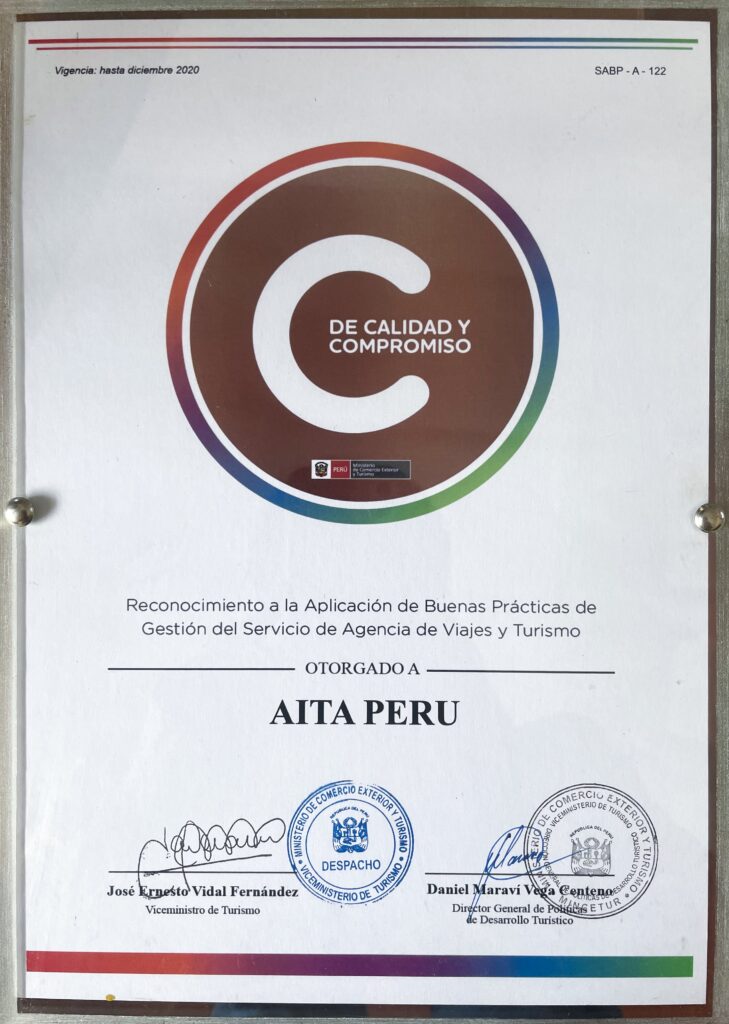 certificado de caltur para aita peru viajes