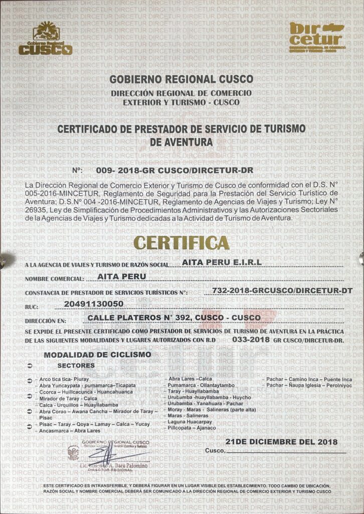 certificado de prestador de servicio de turismo